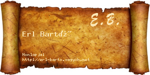 Erl Bartó névjegykártya